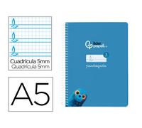 Cuaderno espiral liderpapel din a5 pautaguia tapa blanda 40h 75 gr cuadro pautado 5mm color azul - BC119