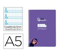 Cuaderno espiral liderpapel din a5 pautaguia tapa blanda 40h 75 gr cuadro pautado 5mm color lila - BC120