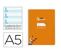 Cuaderno espiral liderpapel din a5 pautaguia tapa blanda 40h 75 gr cuadro pautado 5mm color naranja - BC121