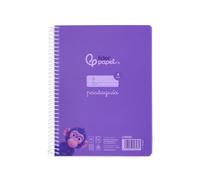 Cuaderno espiral Liderpapel din a5 pautaguia tapa plástico 80h 90gr cuadro pautado 4 mm con margen color violeta - Unidad -