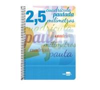 Cuaderno espiral liderpapel folio pautaguia tapa blanda 80h 75 gr cuadro pautado 2,5mm con margen colores surtidos - BF55