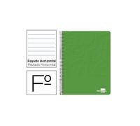 Cuaderno espiral liderpapel folio write tapa blanda 80h 60gr horizontal con margen color verde