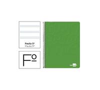 Cuaderno espiral liderpapel folio write tapa blanda 80h 60gr pauta 2,5 mm con margen color verde