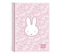 Cuaderno Espiral MIFFY Flores, 4º 80H Tapa Dura Cuadros 4mm.