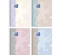 Cuaderno espiral Oxford B-Light B5 100 hojas a cuadros - cubierta de terciopelo suave al tacto, doble espiral, etiquetas Scribzee, Optik Paper+, mezcla pastel