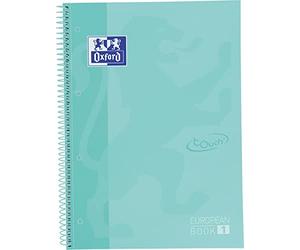 Cuaderno espiral oxford ebook 1 school touch te din a4+ 80 hojas cuadro 5 mm con margen mint pastel