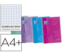 Cuaderno espiral Oxford Ebook 5 Tapa extra dura A4+ 120F Cuadrado 5 mm con margen 50%F Gratis