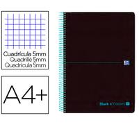 Cuaderno espiral Oxford Ebook 8 Tapa plástico A4+ 160F Cuadrado 5 mm BlackN Cors Turquoise