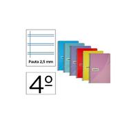 Cuaderno espiral papercop cuarto tapa plastico 80h 90 gr pauta 2,5 mm con margen colores surtidos