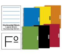 Cuaderno espiral papercop folio tapa extradura 80 hojas horizontal 8mm con margen 70 gr colores surtidos