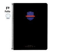 Cuaderno Espiral PRAXTON Premium Negro, Folio 80H Cuadros 4 mm. Tapa Plástico