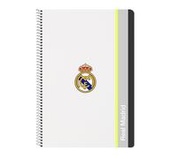 Cuaderno Espiral REAL MADRID 1ª Equip. 2025/26, Folio 80H Tapa Dura Cuadros 4mm.