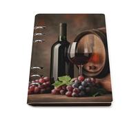 Cuaderno Espiral Vino Tinto Y Uvas De Barril De Madera Vieja Diario De Escritura Cuaderno De Cuero Pu 90 Hojas Para El Trabajo Escuela