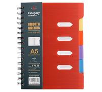 Cuaderno grande de varios compartimentos con 4 temas y 5 pestañas divisorias, cuaderno en espiral con pestañas organizador, cuaderno escolar para notas, oficina y estudio, cuaderno universitario para