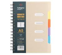 Cuaderno grande de varios compartimentos con 4 temas y 5 pestañas divisorias, cuaderno en espiral con pestañas organizador, cuaderno escolar para notas, oficina y estudio, cuaderno universitario para