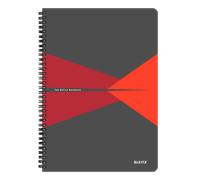 Cuaderno Leitz Office A4 cuadriculado, encuadernación Wiro con tapas de PP Rojo 90 H. 90 g.