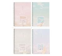 Cuaderno Libreta Viajes Cuaderno Con Espiral De Estrella, 4 Temas, Papel Rayado Universitario, 60 Hojas, Pestañas Tapa Dura Rayadas, Diario Aprendizaje, Regalos for Estudiantes Lecturas Adultos(E)