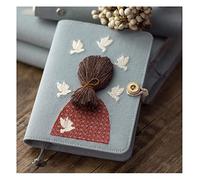 Cuaderno Material Escolar A6A5 Girl Back Journal Notebook Funda De Tela Bordada Sólida Diario Personal Agenda Hojas Sueltas Planificador Libro Gestión Del Tiempo Agenda Personal(Loose Leaf-line,E)