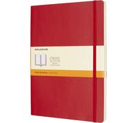 Moleskine - Cuaderno Clásico con Hojas Rayadas, Tapa Blanda y Cierre Elástico, Color Rojo Escarlata, Tamaño Extra Grande 19 x 25 cm, 192 Hojas