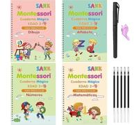 Cuaderno Montessori Árabe Inglés Francés Alemán De 4 Libros Cuaderno De Caligrafía Mágica Para Niños Cuadernos De Trabajo De Escritura A Mano Reutilizables Con Ranuras En Español 4 Libros Tal