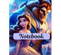 Cuaderno Notebook, con rayas universitarias, cuaderno de trabajo de 100 páginas, oficina escolar, con imagen de la bella y la bestia: “Un sueño en papel, linda carátula de la bella y la bestia”