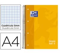 Cuaderno Oxford Espiral Microperforado Tapa dura A4 80F Amarillo Cuadros