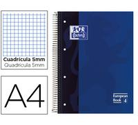 Cuaderno Oxford Espiral Microperforado Tapa dura A4 80F Azul Cuadros