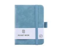 Cuaderno pequeño A7, cuaderno de bolsillo con cierre de goma, mini cuadernos con soporte para bolígrafos, bolsillos, bloc de notas para escuela, trabajo de oficina (azul)