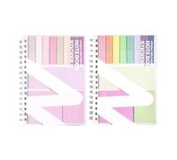 Cuaderno pequeño forrado con juego de notas adhesivas, blocs de notas portátiles recargables, etiquetas coloridas para reuniones profesionales