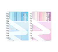Cuaderno pequeño forrado con juego de notas adhesivas, blocs de notas portátiles recargables, etiquetas coloridas para reuniones profesionales
