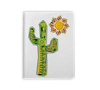 Cuaderno pintado a mano con diseño de cactus y elementos de cultura de México, tapa blanda