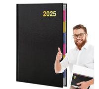 Cuaderno planificador 2025, organizador portátil de tapa dura, cubierta elástica a prueba de salpicaduras, tamaño A5 diario con calendario integrado, bloc de escritura compacto para estación de