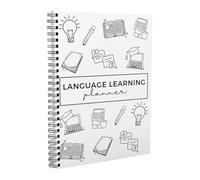 Cuaderno planificador de aprendizaje de idiomas: amplía las habilidades de vocabulario y práctica en la vida real, versión en inglés encuadernada en espiral, ideal para estudiantes y entusiastas del