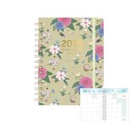 Cuaderno | Planificador de negocios de tapa dura con patrón de flores, tamaño A5, organizador de agenda para hacer cuadernos, calendario 2025, planificador de trabajo para estudiantes, profesores