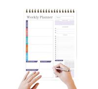 Cuaderno planificador semanal, organizador en espiral sin fecha, función de seguimiento del horario de trabajo, ideal para el hogar, cocina, sala de estar, escuela, biblioteca, estudio, diario planifi