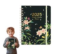 Cuaderno Planner, Planificador 2025 | Cuaderno con cable doble | Organizador familiar de educación a distancia, Suministros escolares 2025 Planificador mensual semanal para niños adultos