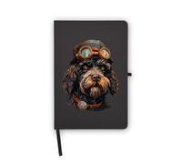 Cuaderno portugués con diseño de perro Steampunk con páginas en blanco, cubierta de piel sintética, planificador, diario, cuaderno de trabajo