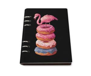 Cuaderno recargable de donas de flamenco con chispas para estudio de trabajo