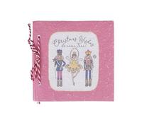 Cuaderno rosa con cordón, decoración cascanueces y texto, 16,5 x 16,5 x 1 cm