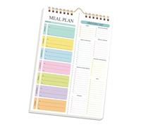 Cuaderno semanal de comidas con listas de comestibles desmontables y encuadernación para organización de cocina, cuaderno de plan de dieta