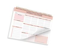 Cuaderno semanal de encuadernación de doble bobina, cuaderno de 52 semanas, 104 páginas, organizador de tareas sin fecha, para cuaderno de plan semanal y programación