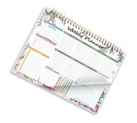 Cuaderno semanal de encuadernación de doble bobina, cuaderno de 52 semanas, 104 páginas, organizador de tareas sin fecha, para cuaderno de plan semanal y programación