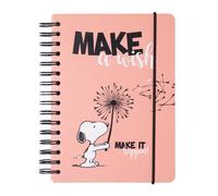 Grupo Erik Libreta A5 Snoopy - Cuaderno a5 punteado (Notebook A5) | Bullet Jornal A5 - Libreta de puntos anillas de Tapa dura, 180 págs