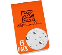 Cuaderno tipo billetera Rite in the Rain resistente a la intemperie On The Go, 2 ""x 3,375"", cubierta naranja, pαginas en blanco, paquete de 6 (No