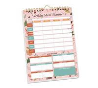 Cuaderno vertical de planificación de comidas, planificador de comidas con secciones de lista de compras de cocina y papel para uso durante todo el año, cuaderno de plan de dieta
