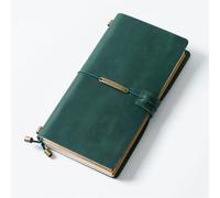 Cuaderno Vintage Cuaderno de viaje, diario, planificador hecho a mano, fuente escritura a gratuita(Green,M portable 17x10)