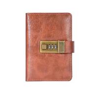 Cuaderno vintage de cuero sintético color vino tinto A7 con contraseña, diario secreto retro candado, libro cerradura y código, 1 pieza combinación notas, estilo europeo exquisito
