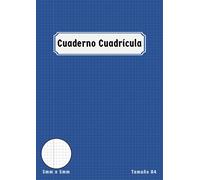 Cuadernos A4 Cuadrícula 5x5: Libreta a Cuadros 5mm con Margen Primaria Secundaria | Matemáticas Fisica | 100 páginas | Azul