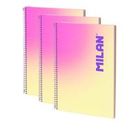 Cuadernos A4 Milan Sunset Pack 3 Unidades Espiral Tapa Dura 90 Hojas