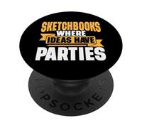 Cuadernos de bocetos Donde Las Ideas Tienen Fiestas dibujando PopSockets PopGrip Adhesivo